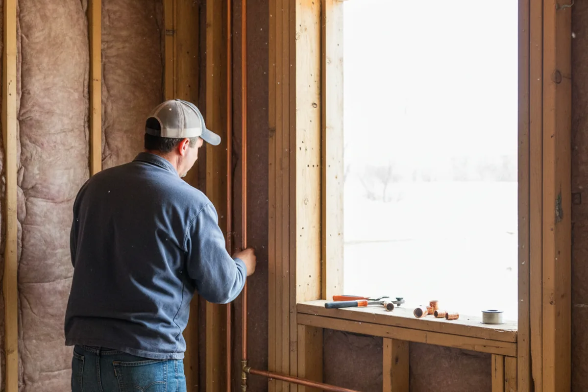Licensed plumber running new copper supply lines in a Franklin home