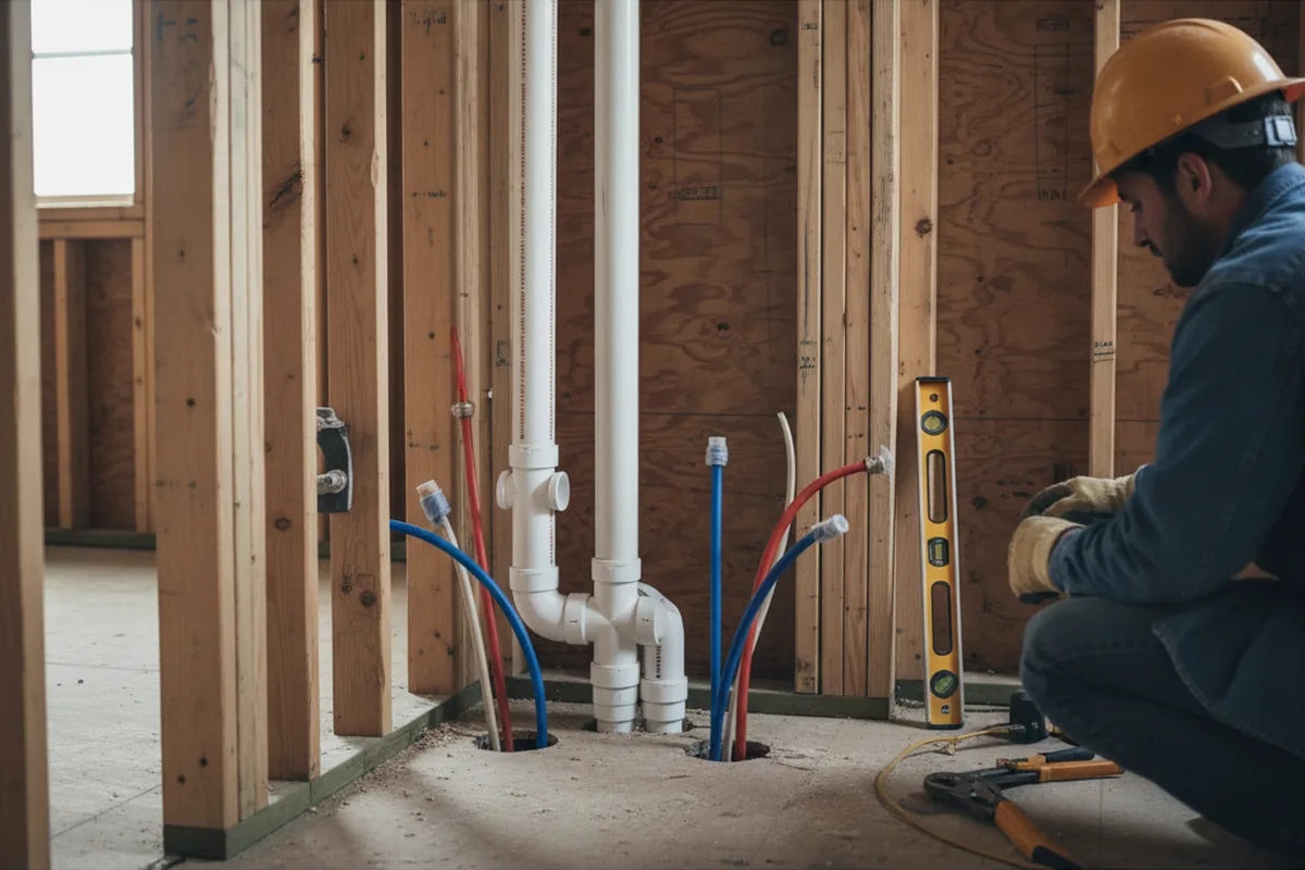 Drain and supply rough-in during Garbage Disposal Repair in Franklin